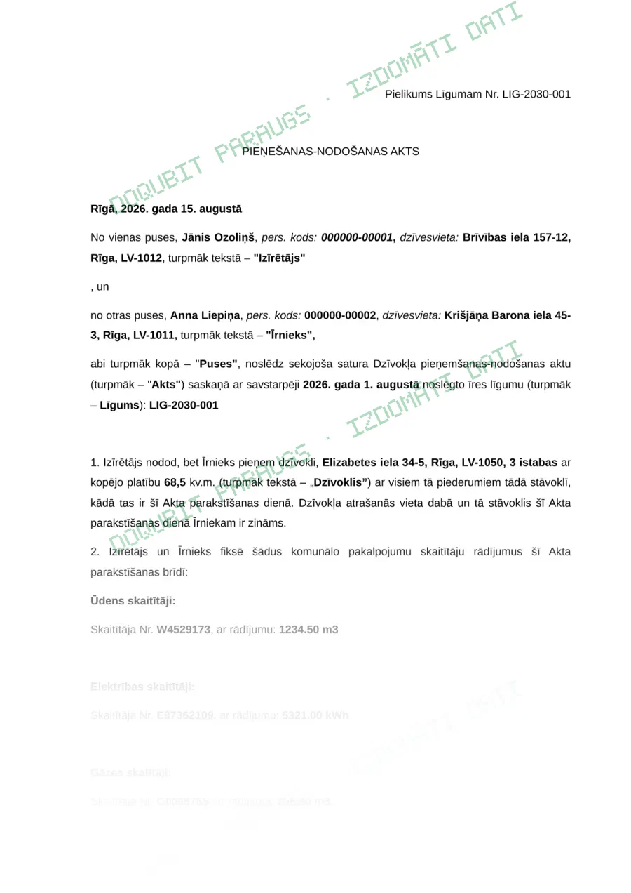 Dokumenta parauga 1. lapa
