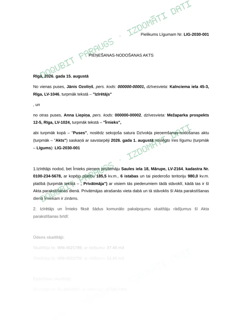 Dokumenta parauga 1. lapa